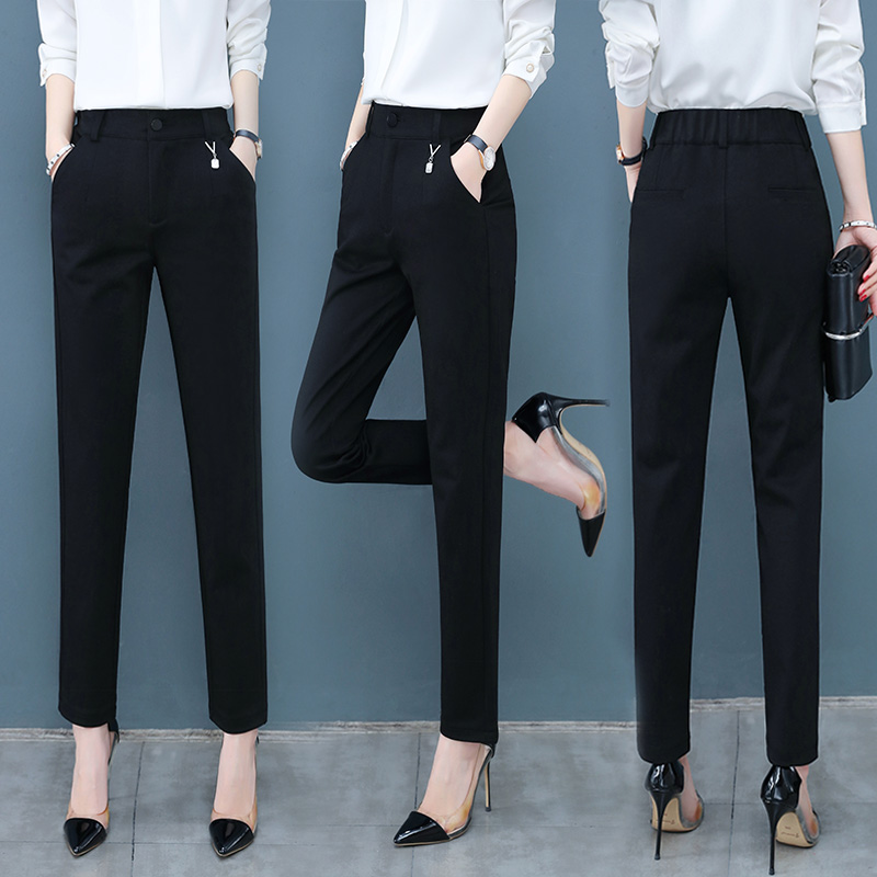 Kharen Pants Woman 90% Short Black Rounder Pants 2022 Summer New High Waist 100 Lap Tapered Little Western Pants