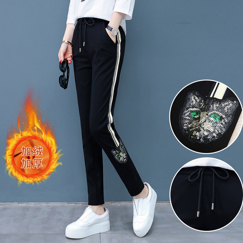 Sports Pants Woman Autumn Winter Loose Casual Harynn Pants Large Size Yard Plus Suede Pants Display Slim Women Pants Spring Fall 2022 New