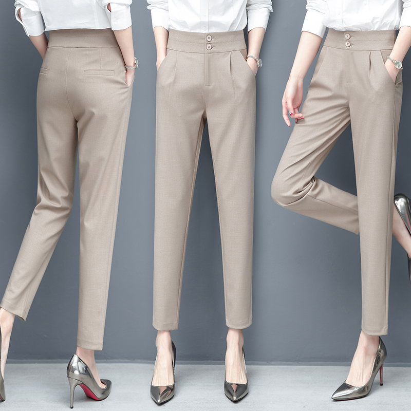 2021 summer new Harlan Pants Korean women's leisure suit smoke pipe slim straight suit professional pants thin