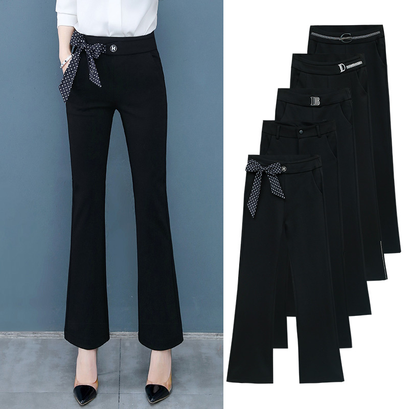 High Waist Micro Horn Pants Woman Summer Thin professional Western clothing Pants Knit Women Pants Casual Pants Spring Autumn style trousers Long pants