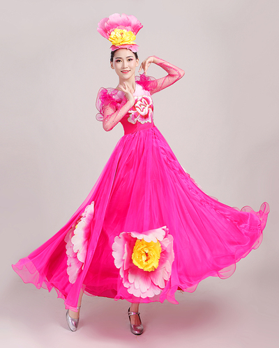 petals flamenco dresses for women Opening dance big swing skirt adult female flower blooming dance performance dress stage performance Costume