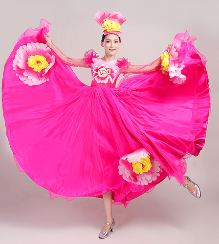 petals flamenco dresses for women Opening dance big swing skirt adult female flower blooming dance performance dress stage performance Costume