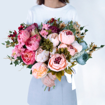 Simulation peony indoor living room decoration bouquet plastic fake flower arrangement table silk flower flower flower art home decoration