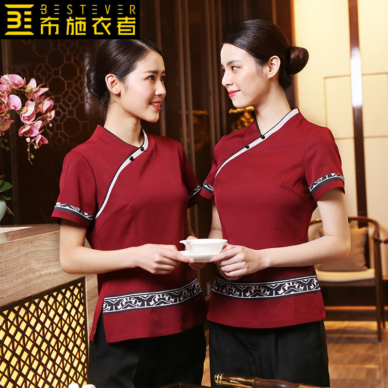 Hotel waiter overalls short-sleeved women's catering restaurant restaurant Chinese restaurant clothing fast food hot pot restaurant summer clothing