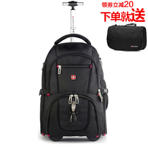 Swiss shoulder trolley bag 17 3 inch computer backpack mens travel luggage bag large capacity boarding business travel bag