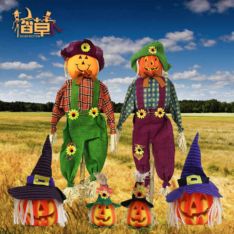 The Halloween Grand Pumpkin Rice Straw Man Pumpkin Decoration Plug-in Mall Kindergarten Fields Garden Wind Scene Arrangement Props