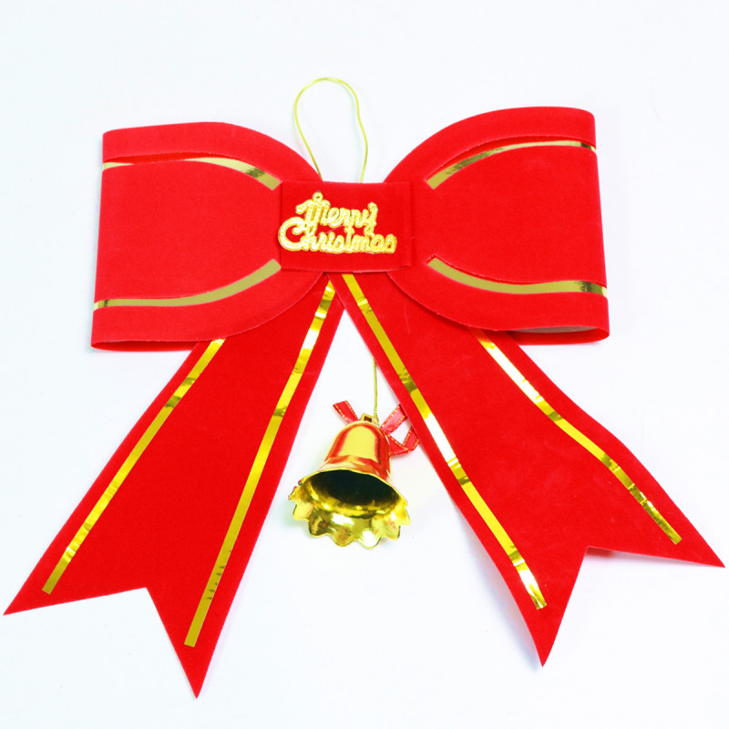 Christmas pendant butterfly knot Christmas tree decorations with bell butterfly knot red Christmas decorations hotel arrangement