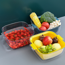 Jie Shen wash basin drain basket Large Wash fruit drain basket double kitchen vegetable drain basket fruit plate