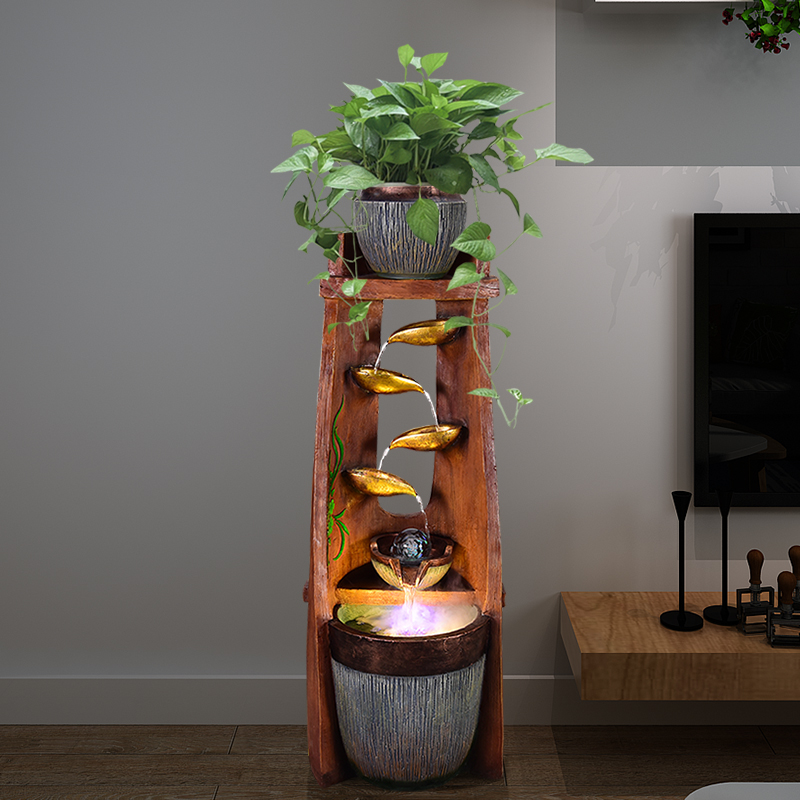 Living room cycle flowing water fountain Xuanguan waterscape humidifier decoration office Windstorm Water Wheel Landing Pendulum