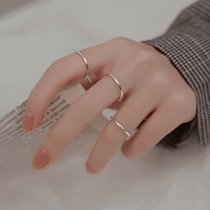 925 pure silver joint ring female vegetarian circle small crowddesign Korean version of the Korean version with light extravagant and cool wind tail ring fashion personality