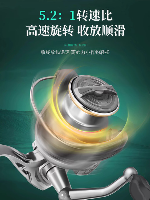 Small Golf Spinning Reel for Long-Distance Casting, All-Metal Fishing Reel, Lure Reel with Slanted Spool, Multi-Purpose for Small Fish