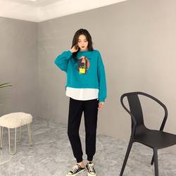 Biqin Yiren 803066 ພາກຮຽນ spring ເສື້ອ sweatshirt ແມ່ຍິງໃຫມ່ Goddess ວັນພິເສດສະບັບພາສາເກົາຫຼີ trendy ປອມສອງສິ້ນທີ່ມີ drawstring