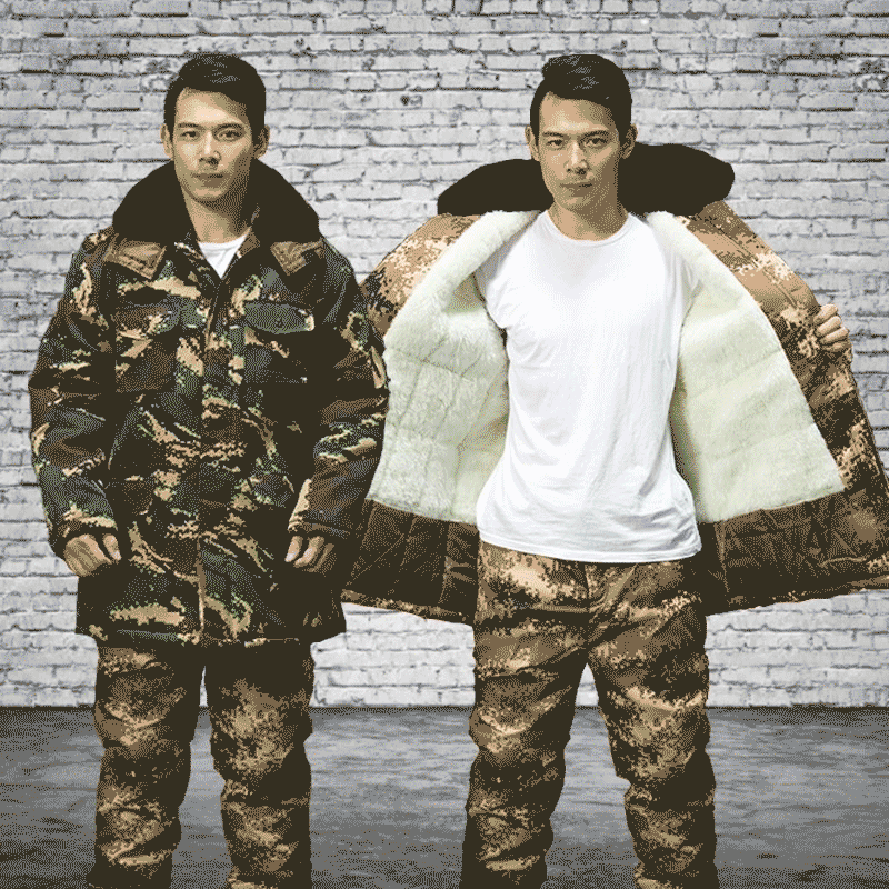 Military cotton coat 2021 new velvet thickened camouflage coat medium-length labor insurance work clothes cotton clothes security clothes men's winter