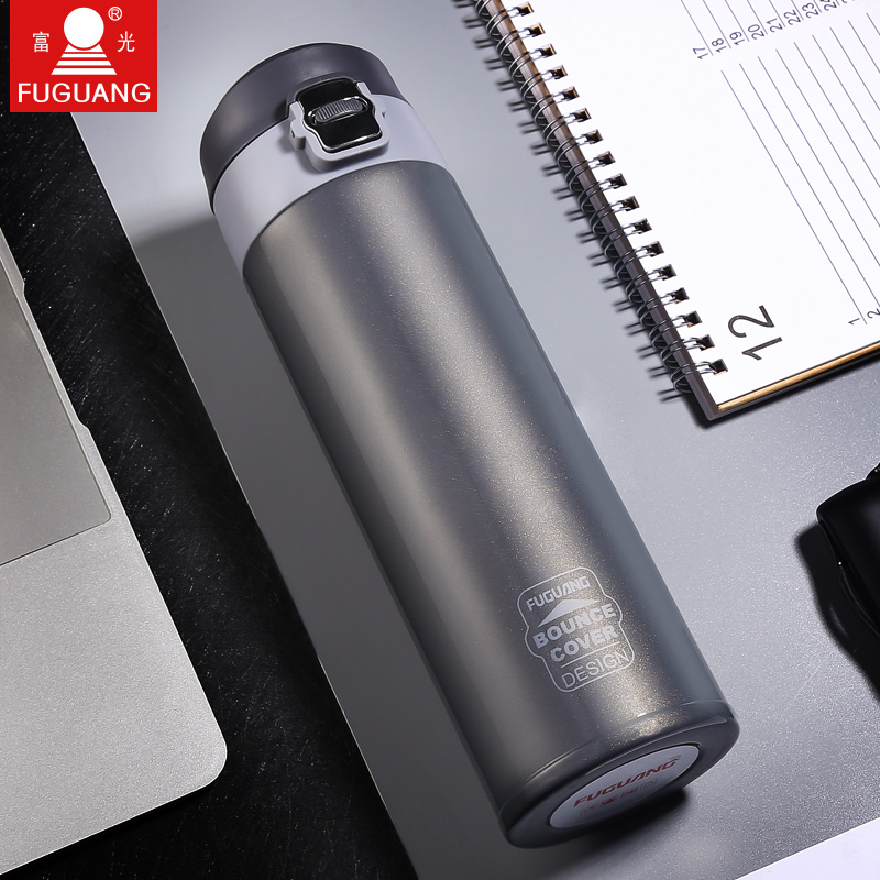 Rich light insulated cup men and women portable water cups 304 stainless steel on-board student adult bounce cover lettering