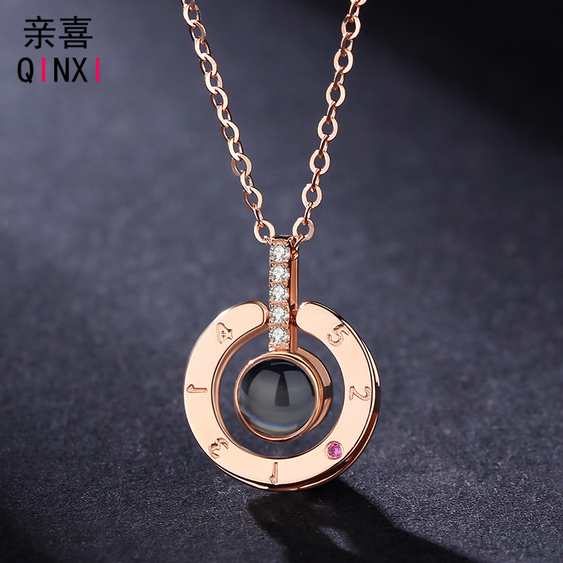 Colour Gold Necklace Woman Rose Gold Lock Bone Chain 18k Gold Pendant 2022 520 Gift to send girlfriend Custom Ornament