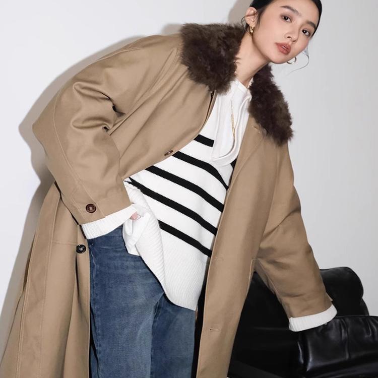2024 Winter High-End Long Trench Coat for Women, 90% White Goose Down, Large Fur Collar, Thickened Fashionable Parka