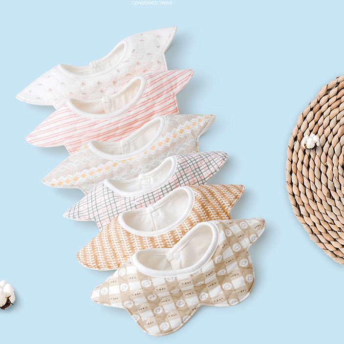 Hoerte baby saliva towel pure cotton waterproof baby bib 360 degree rotation newborn children eat bib pocket