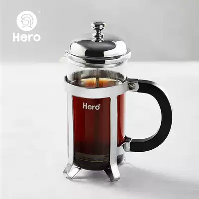hero method filter press pot stainless steel coffee maker household French teapot machine coffee filter press pot glass filter Cup