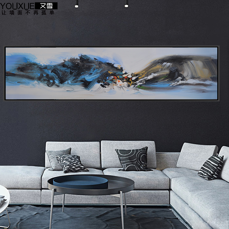 Snow bedroom headboard Headboard Banner Hanging Painting Modern Minimalist Abstract Decoration Painting Heavy Metal Black Sofa Background Wall Hanging Painting