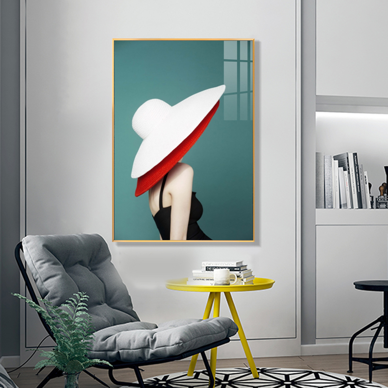 Art character porch decorative painting black and white modern minimalist light luxury aisle corridor mural living room background wall painting