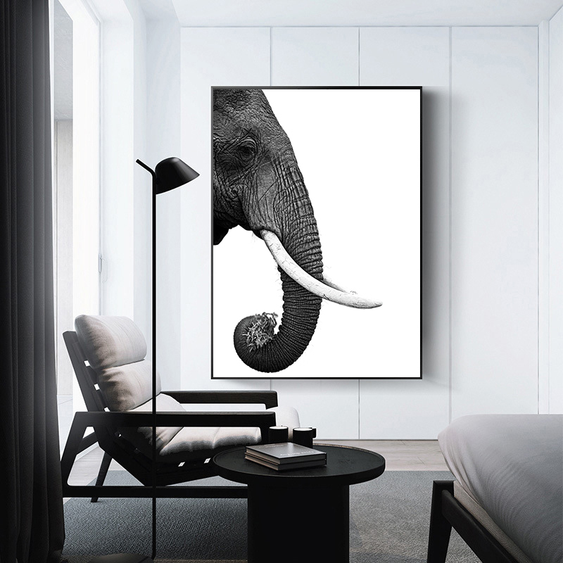 Modern minimalist Xuanguan decoration painting Nordic hanging painting Entrance Aisle hanging painting Elephant fresco Living room Vertical version European-style