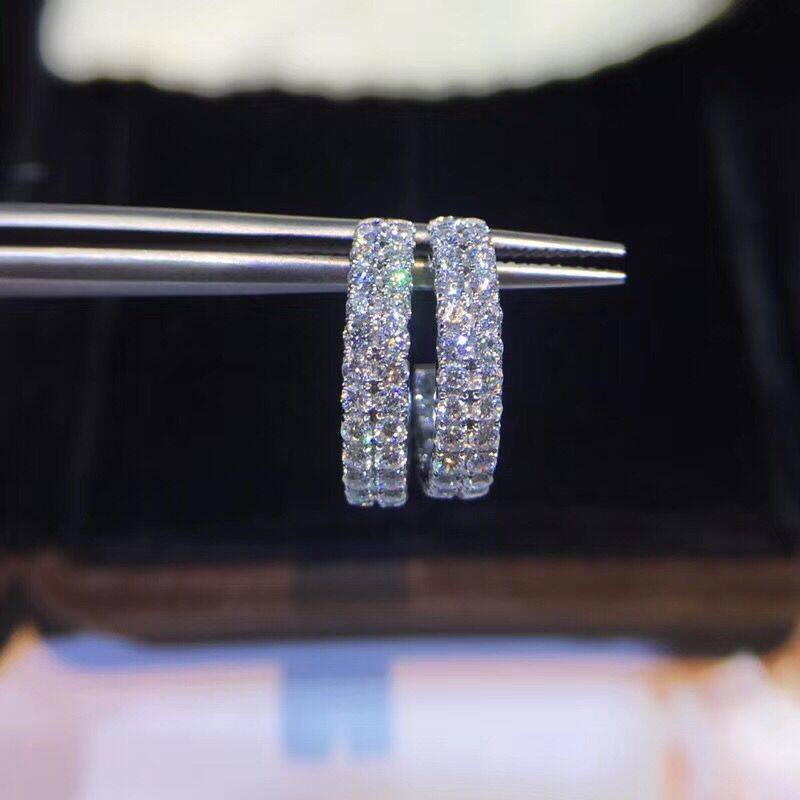 18K Platinum Double Row Diamond Earrings Earrings Customised