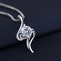 PT950 platinum diamond necklace with diamond four-claw platinum diamond pendant women send silver chain