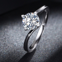 PT950 platinum diamond ring female 30 points 50 points for wedding diamond ring torsion arm peach heart four claw customization