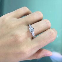 18K gold drill ring 30 points 50 Diamond ring Women one-kla courting for marriage explicit drilling four-claw group inlaid