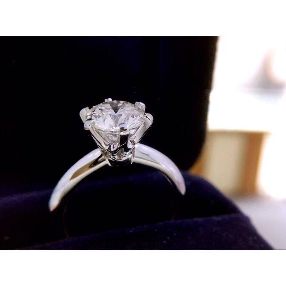 18K platinum wedding diamond ring 30 points 50 Diamonds female ring finger 1 carat betrothed to diamond six paws