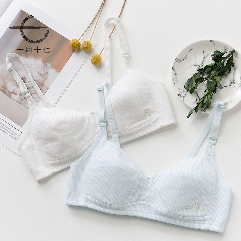 Day Department Anti-walking light No sponge ultra-thin Underwear Girl No steel ring Students High School Girl Bra Hair Birth bra
