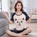 Summer pajama womens bộ bông tay áo ngắn 7 phút có thể tươi dễ thương mặc womens mùa hè ngắn quần áo về nhà. 