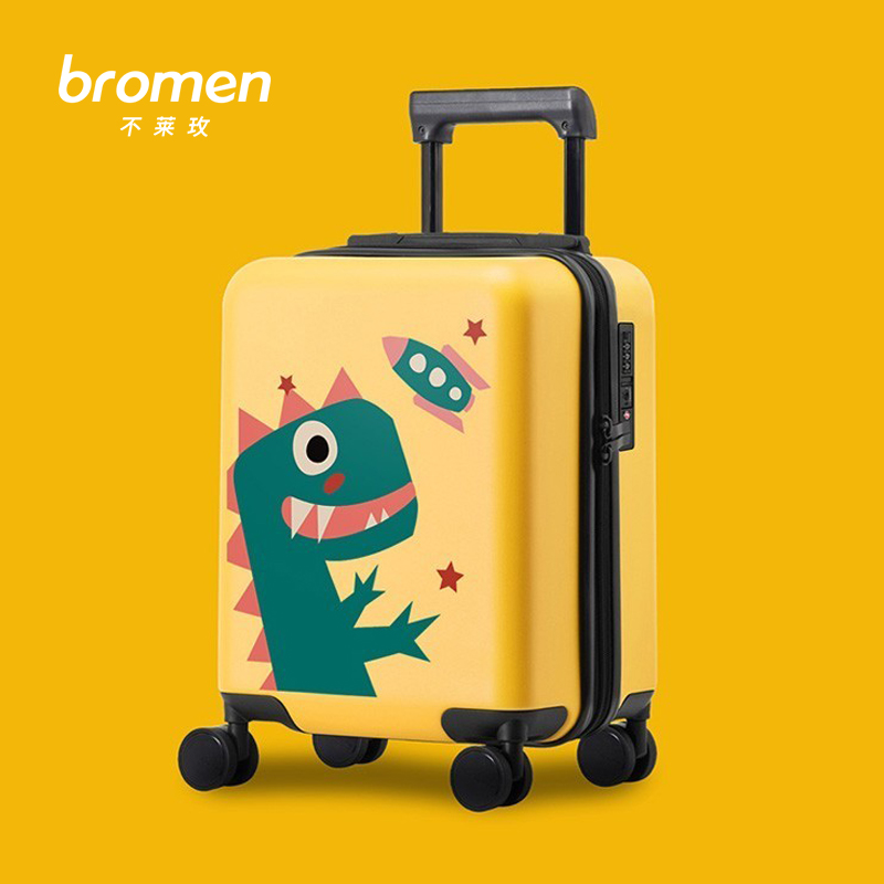 Bremei dinosaur suitcase 20 inch parent-child box children can ride cute small lightweight trolley case mute 16