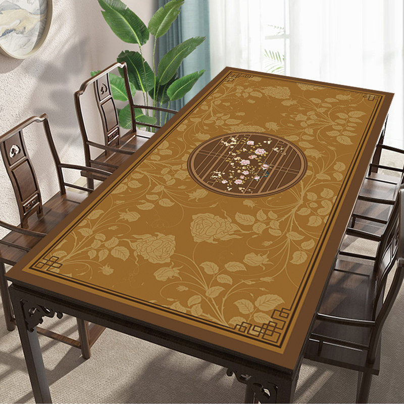 Tea table Table cloth waterproof and anti-oil 2021 New Chinese leather table cushion light and luxurious advanced sense rectangle wash-free