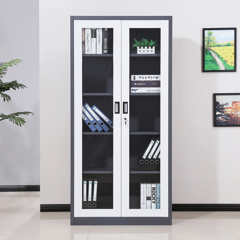 Sanhua through the glass door glass file cabinet Tin cabinet thickened with lock A4 folder Financial certificate cabinet