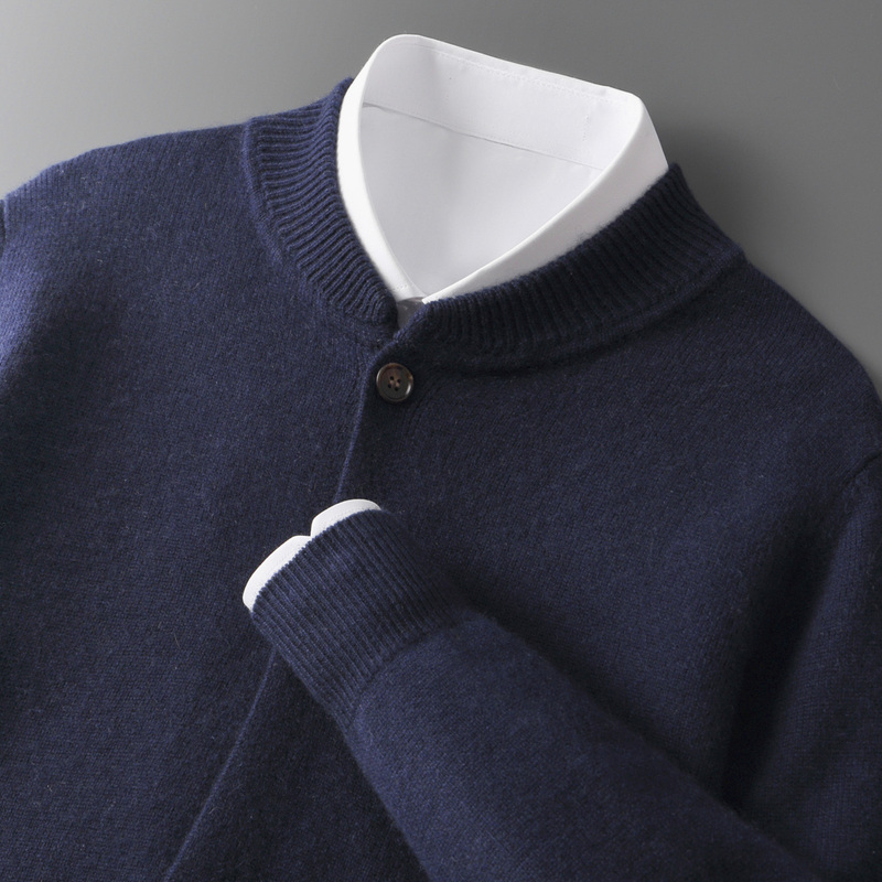 24 Autumn/Winter New Wool Sweater Business Casual Cashmere Sweater Men's Goat Cashmere Sweater Stand Collar Knitted Cardigan Jacket