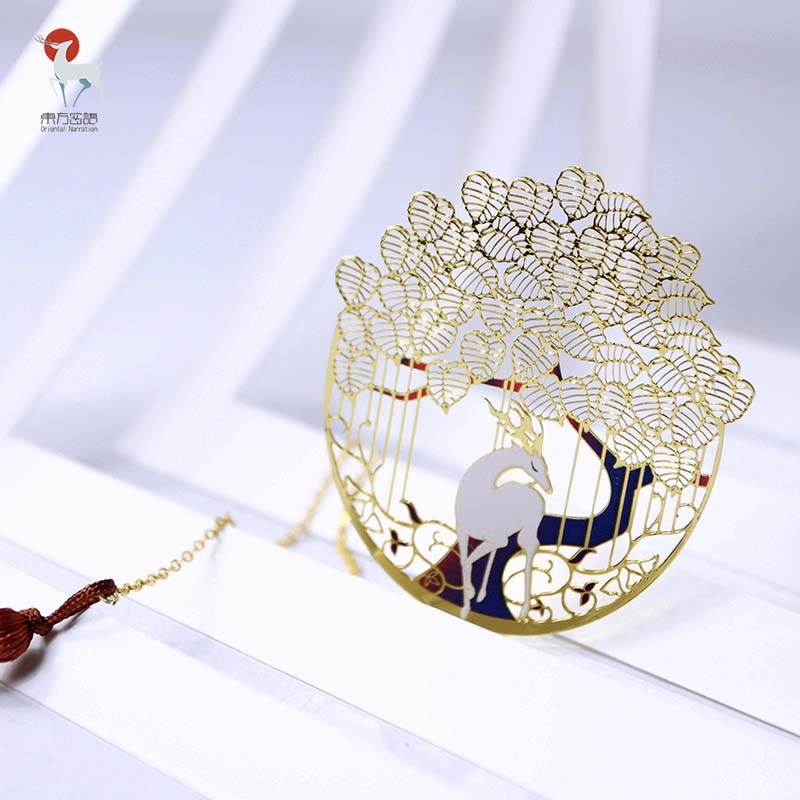 Oriental Miles to the US Dunhuang Ask the Traces Bodhi Gufeng Nine Color Deer Metal Hollowed-out Bookmark Museum Wentron Gift 