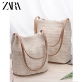 Zara, соломенная вместительная и большая сумка на одно плечо для отдыха, японские и корейские