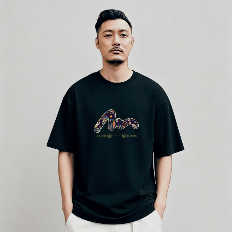 Hong Kong Trendy Brand High-End Short-Sleeve T-Shirt for Men, Heavyweight Pure Cotton 260g, New Summer Style, Japanese Simple Retro T-Shirt
