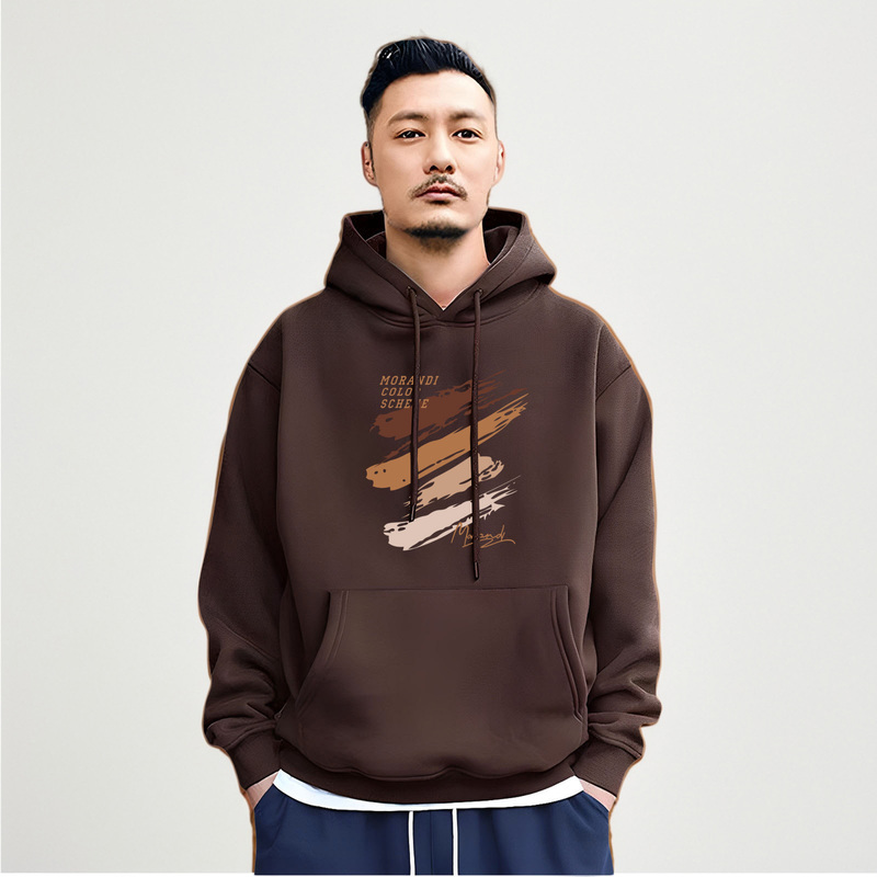 American-Style Trendy Brand Shawn Yue Hooded Pullover Sweatshirt for Men, Autumn and Winter Fleece-Lined, Pure Cotton, Heavyweight, Oversized Loose Jacket