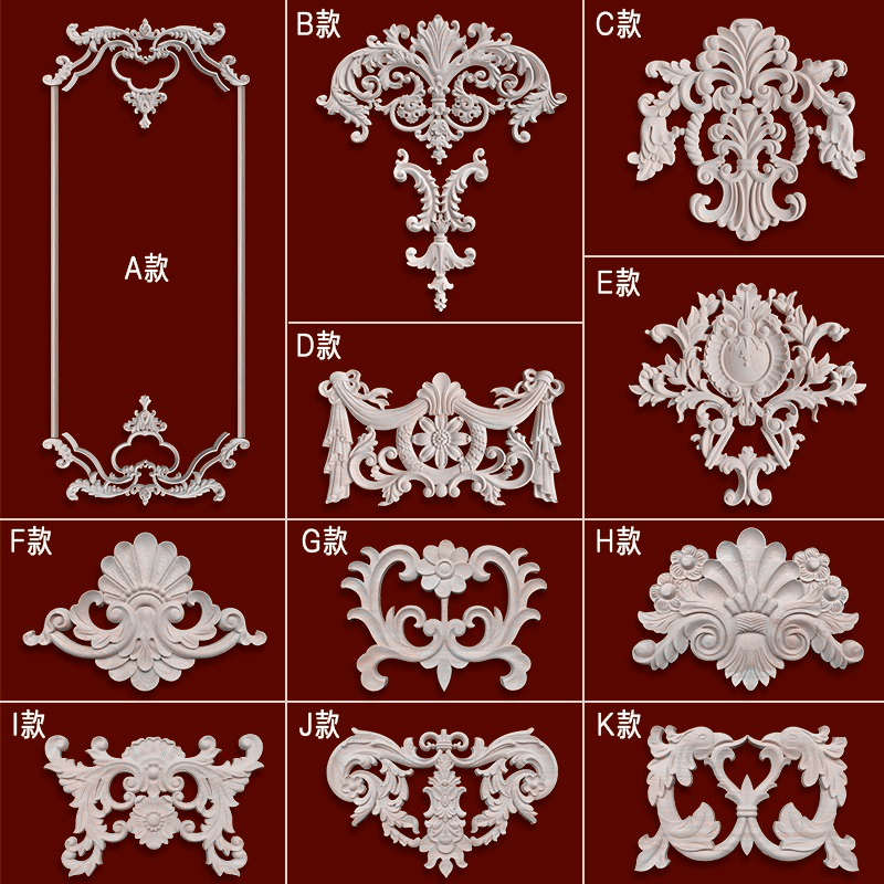 East Yang Wood Carvings European-style Solid Wood Carved Flower Decoration Wood Sculpture Applique accessories Flowers Wood Flowers Wood Flowers Wood Flowers