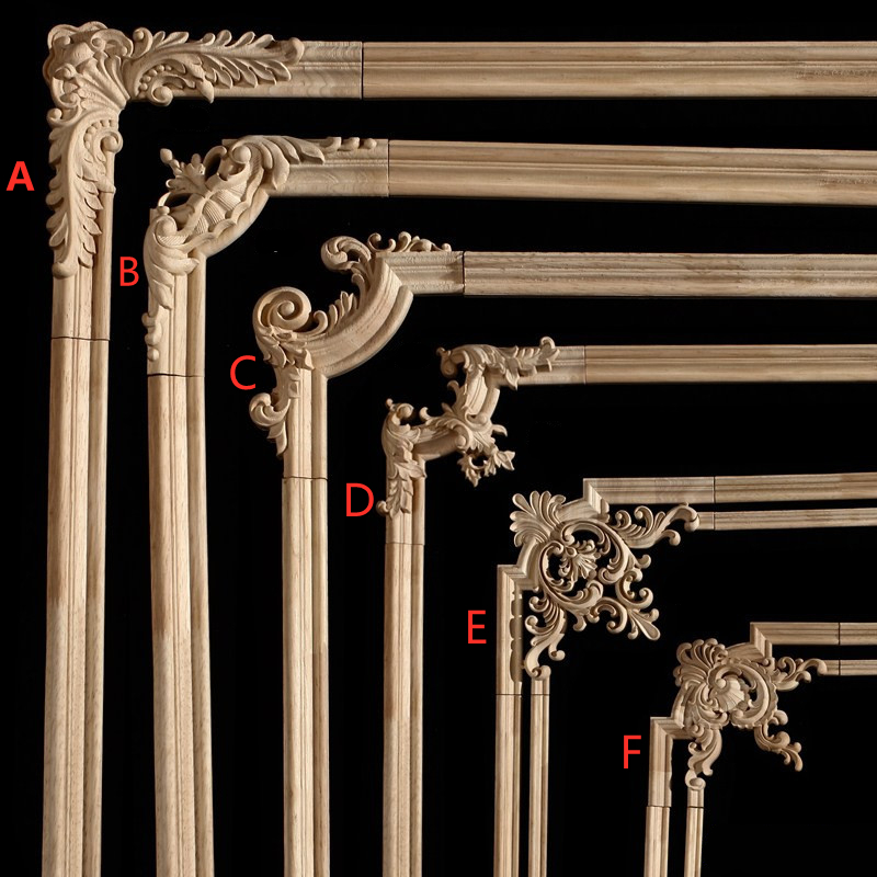 East Yango European-style solid wood carved decoration method TV background wall solid wood wood line arched photo frame door frame press edge