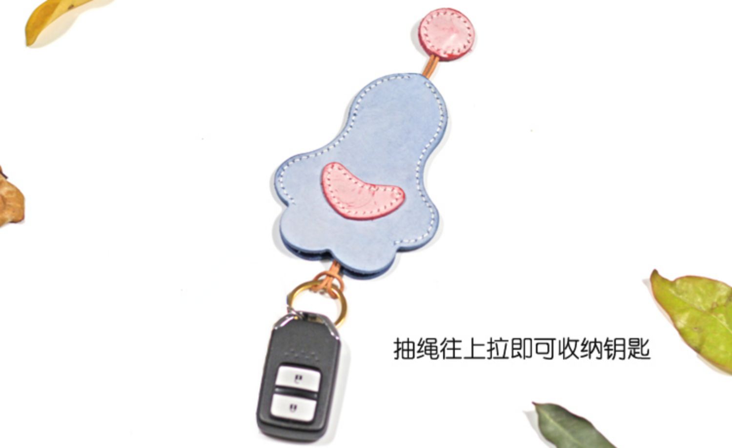 Túi chìa khóa xe da nữ phổ thông Hàn Quốc handmade kéo xe dễ thương với sáng tạo túi chìa khóa xe nhỏ gọn - Trường hợp chính ví nữ da thật
