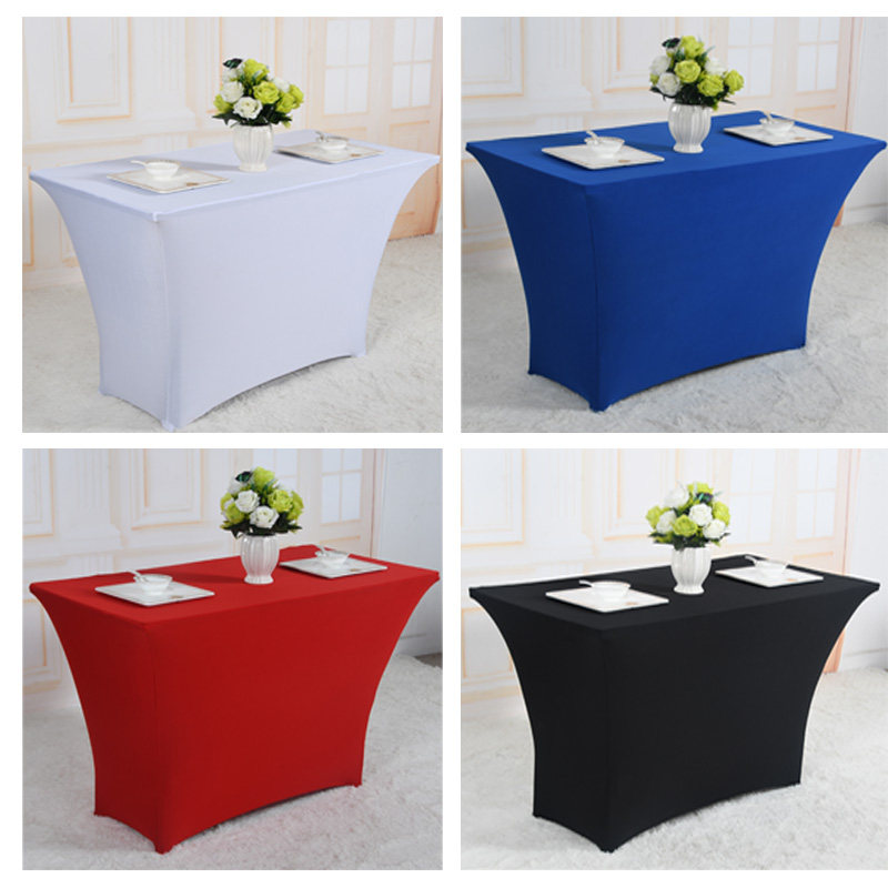 White Stretch Cocktail Table Cover Rectangular Bar Cover Stretch Tablecloth Conference Wedding Banquet Exhibition Event Table Cover