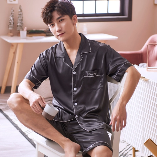 乐姿梦 Летняя пижама, шелковые шорты, комплект, короткий рукав, изысканный стиль, большой размер