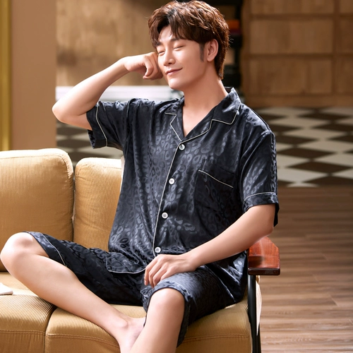 乐姿梦 Летняя пижама, шелковые шорты, комплект, короткий рукав, изысканный стиль, большой размер