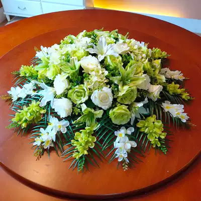 Simulation table flower fresh green rose wedding main table fake flower hotel electric turntable table desktop decoration flower arrangement