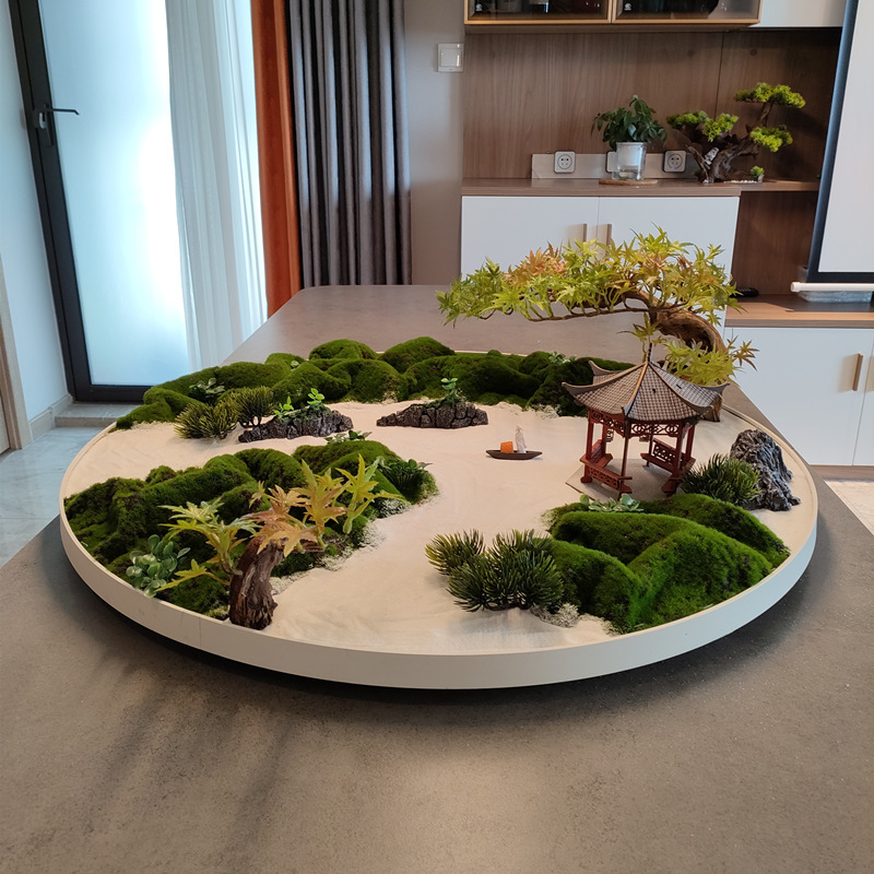 Flowers Placed in the Center of the Dining Table, Electric Turntable Flower Decorations, Hotel Restaurant Miniature Sand Table Tabletop Decoration Landscape Display Stand