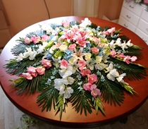 Hotel table flower simulation flower hotel fake flower big round meal with flower turntable in the middle decoration flower silk flower flower flower art