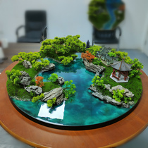 Hotel hotel dining table flowers dining table middle vase bonsai round table turntable decoration handicrafts garden design decoration